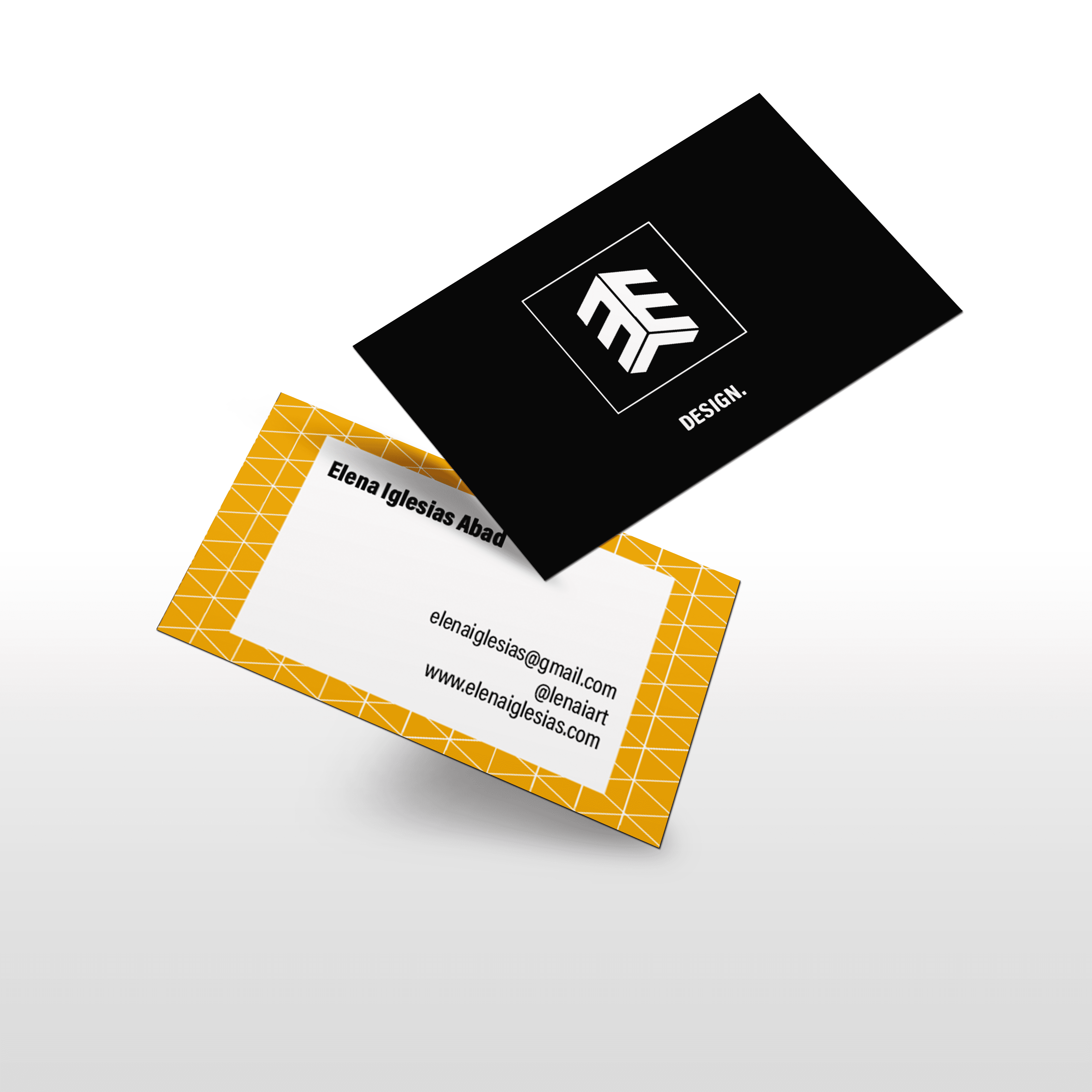 Ejemplo de tarjeta de visita Ejemplo de tarjeta de visita. Por un lado negra, con el logotipo y servicio de la persona. Y por el otro fondo amarillo