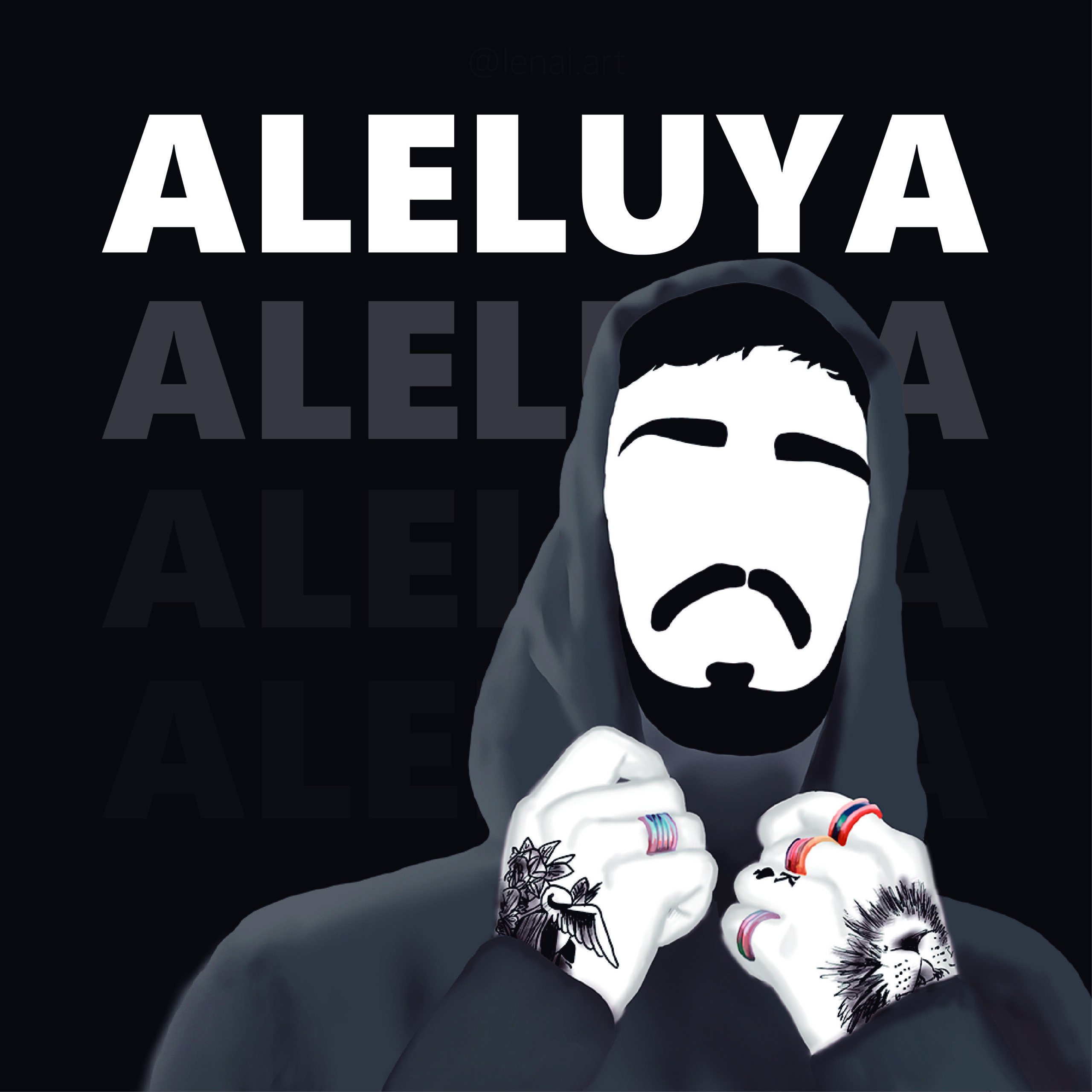 Portada proyecto propio. Cover "Aleluya" rels b Proyecto propio. Portada para el single "Aleluya" del cantante Rels B.