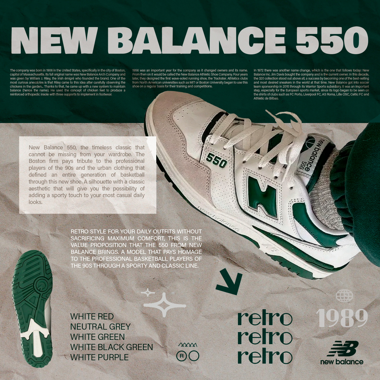NEW BALANCE Ejemplo de tarjeta de visita. Por un lado negra, con el logotipo y servicio de la persona. Y por el otro fondo amarillo